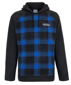 Hunting & Fishing Mens Retro Check Hoodie Marine/Black
