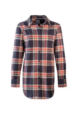 Hunting & Fishing Womens Lumbar Flannel Shirt -Comprehensive outdoor sports HF W Lumber Flannel Shirt Charcoal Nasturtium Front 9177 2