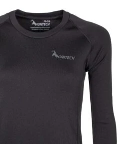 Huntech Womens Merino LS Top -Comprehensive outdoor sports Huntech Womens Merino LS Top Chest Black 9676 1