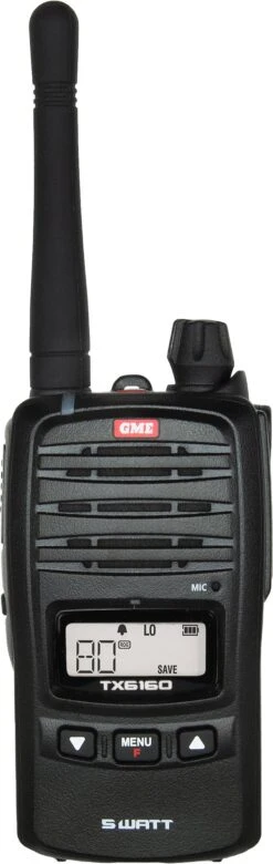 GME TX6160 5W IP67 UHF CB Handheld Radio - Black -Comprehensive outdoor sports TX6160 Front 253d