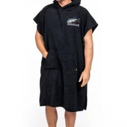 Desolve Mens Albacares Towel Poncho -Comprehensive outdoor sports albacares towel poncho black front 5000x 50d9 1