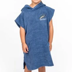 Desolve Kids Albacares Towel Poncho - Vintage Blue -Comprehensive outdoor sports albacares towel poncho kids front 5000x 6ff0