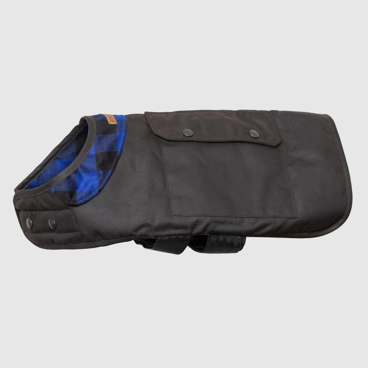 Styx Mill Oilskin Wool Check Dog Coat Black/Blue 6 Styx Mill Oilskin Wool Check Dog Coat Black/Blue - Image 6